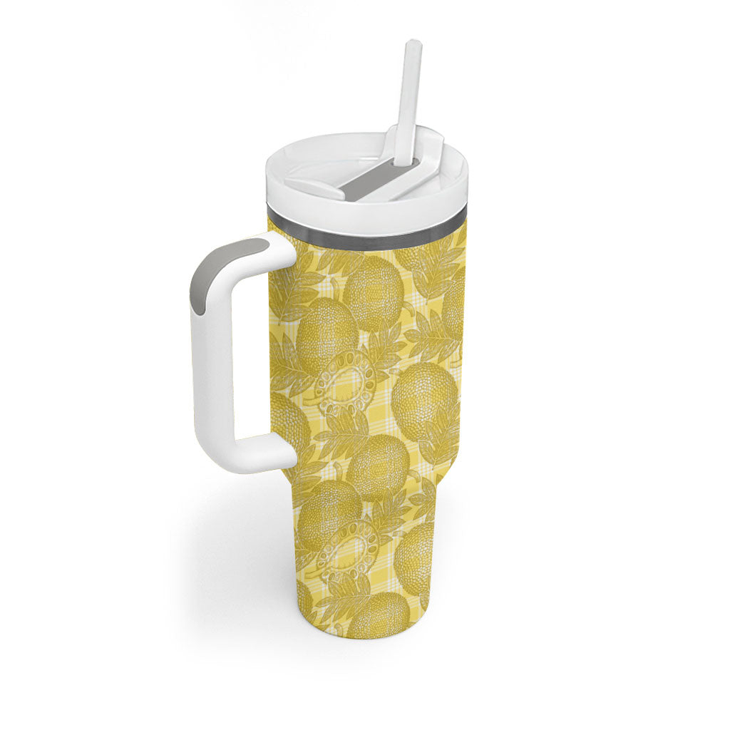 Melemele Hawaii Breadfruit Palaka Motifs Tumbler With Handle LT14 - Polynesian Pride