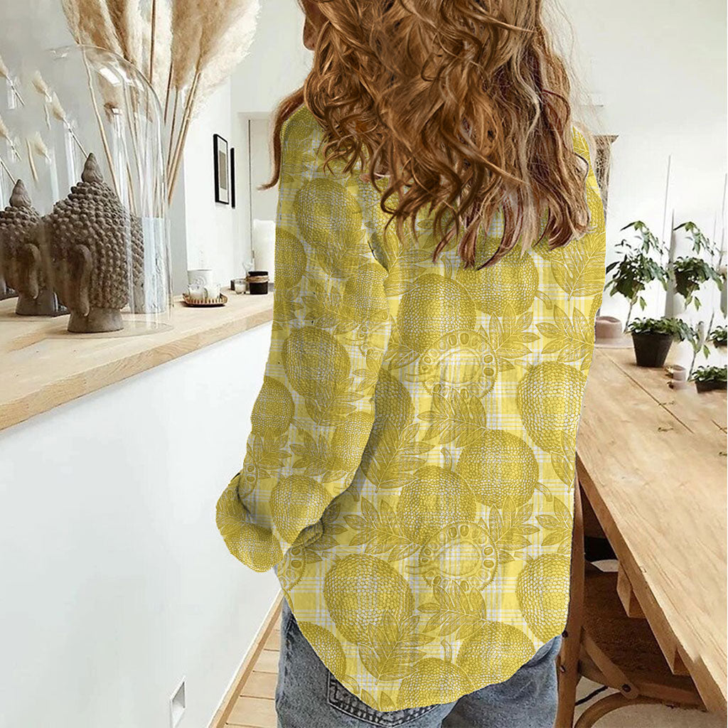 Melemele Hawaii Breadfruit Palaka Motifs Women Casual Shirt LT14 - Polynesian Pride