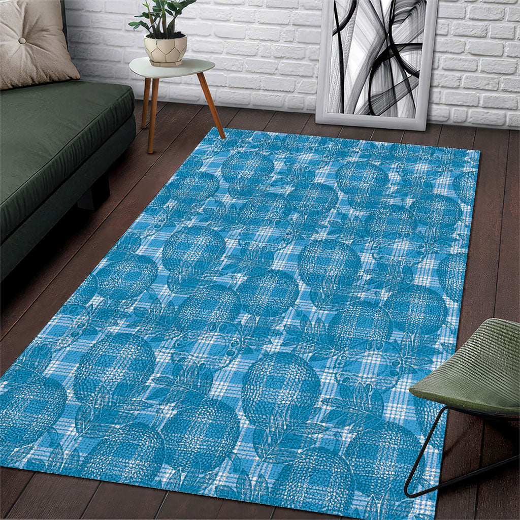 Polu Hawaii Breadfruit Palaka Motifs Area Rug LT14 Blue - Polynesian Pride