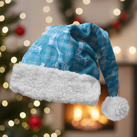 Polu Hawaii Breadfruit Palaka Motifs Christmas Santa Hat LT14 With Fur Blue - Polynesian Pride