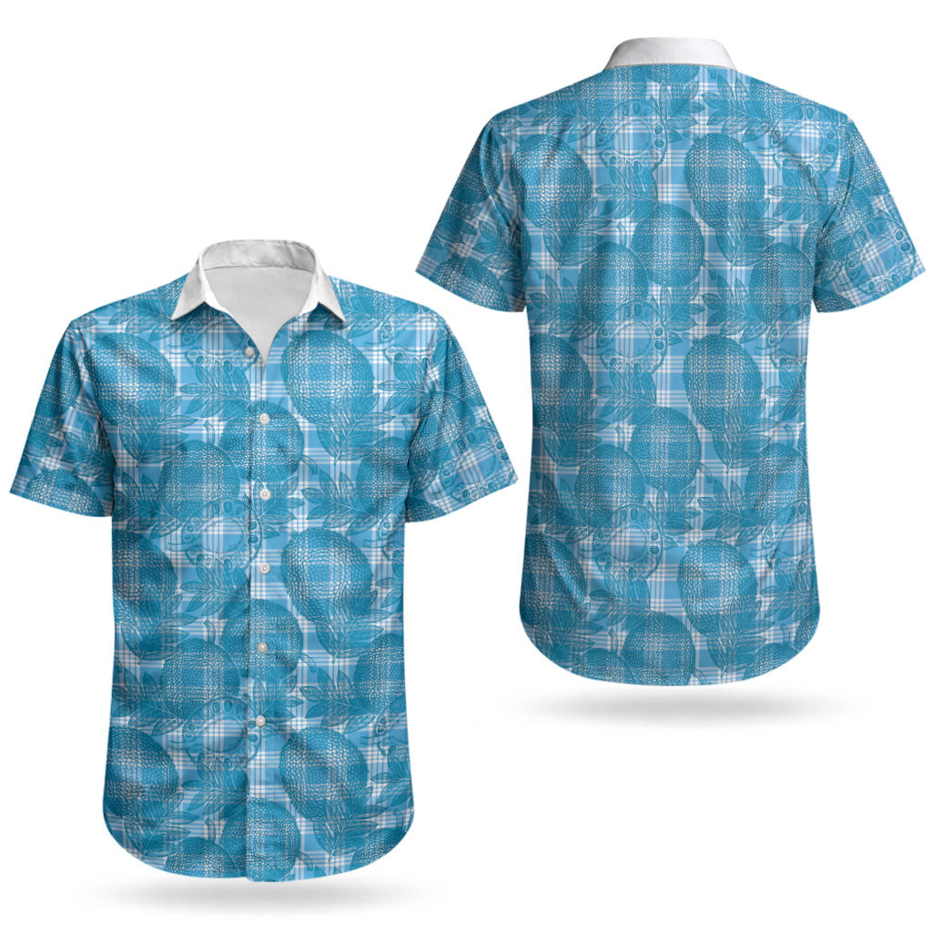 Polu Hawaii Breadfruit Palaka Motifs Couples Matching Off Shoulder Maxi Dress and Hawaiian Shirt LT14 - Polynesian Pride