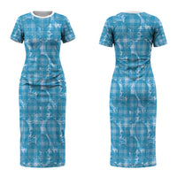 Polu Hawaii Breadfruit Palaka Motifs Couples Matching Short Sleeve Bodycon Dress and Long Sleeve Button Shirt LT14 - Polynesian Pride