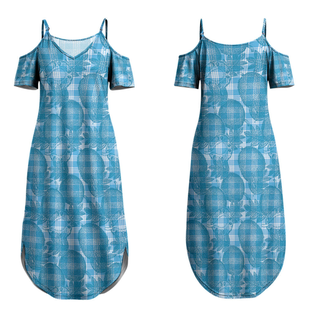 Polu Hawaii Breadfruit Palaka Motifs Couples Matching Summer Maxi Dress and Long Sleeve Button Shirt LT14 - Polynesian Pride