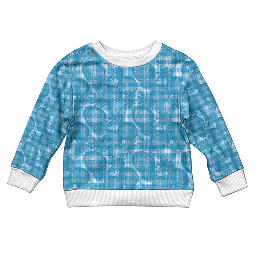 Polu Hawaii Breadfruit Palaka Motifs Kid Ugly Christmas Sweater LT14 Kid Blue - Polynesian Pride