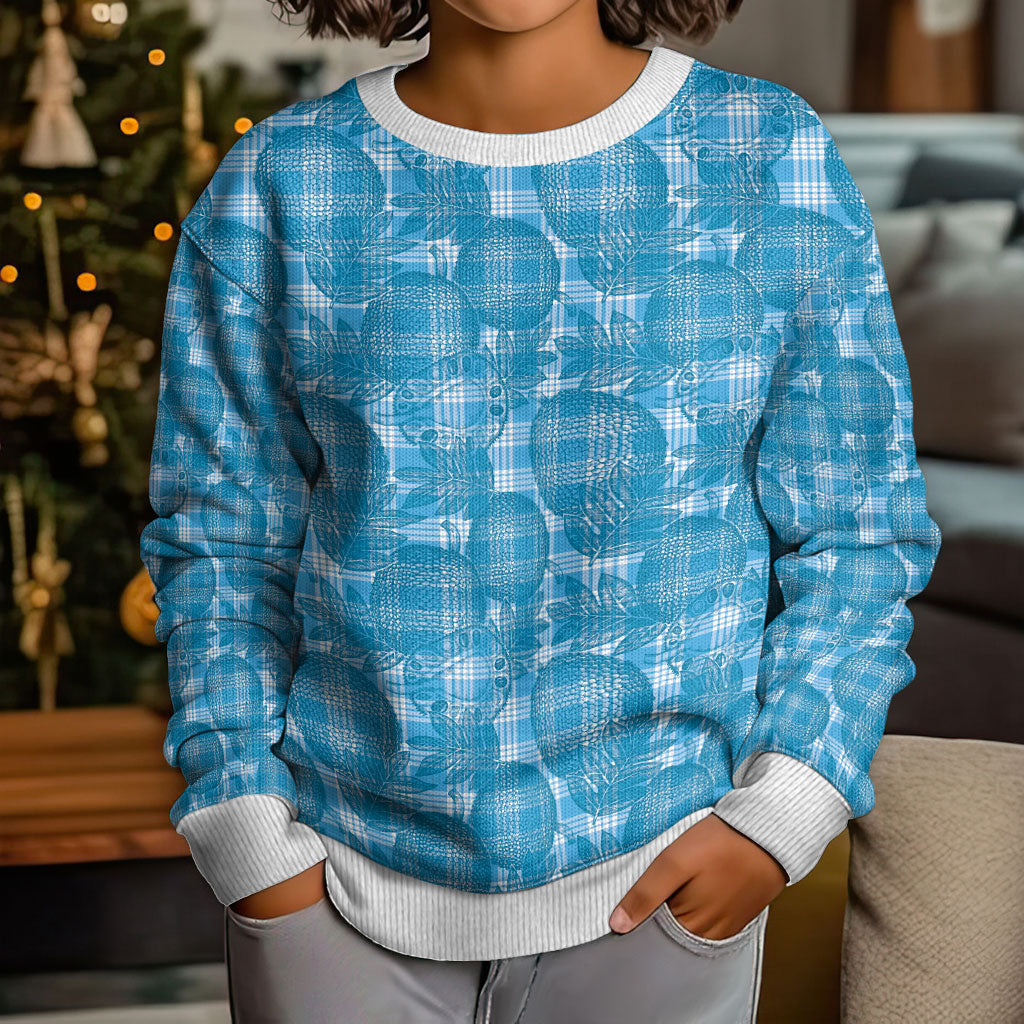 Polu Hawaii Breadfruit Palaka Motifs Kid Ugly Christmas Sweater LT14 - Polynesian Pride