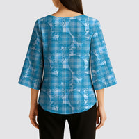 Polu Hawaii Breadfruit Palaka Motifs Kimono Sleeve Blouse LT14 - Polynesian Pride
