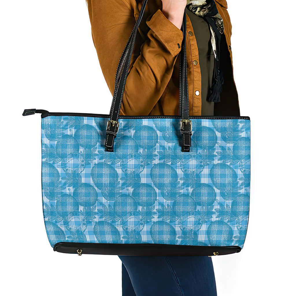 Polu Hawaii Breadfruit Palaka Motifs Leather Tote Bag LT14 - Polynesian Pride