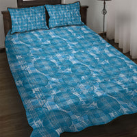 Polu Hawaii Breadfruit Palaka Motifs Quilt Bed Set LT14 Blue - Polynesian Pride