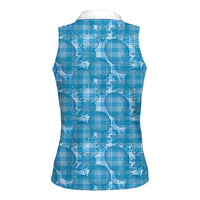 Polu Hawaii Breadfruit Palaka Motifs Women Sleeveless Polo Shirt LT14 - Polynesian Pride