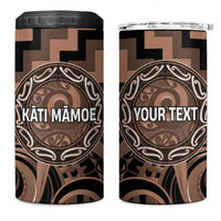 Aotearoa Kati Mamoe Personalised 4 in 1 Can Cooler Tumbler Maori Iwi Poutama Puhoro Tattoo LT14 One Size: 16 oz Brown - Polynesian Pride