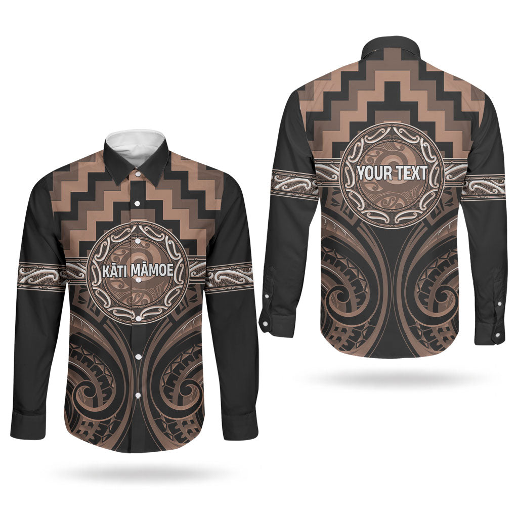 Aotearoa Kati Mamoe Personalised Couples Matching Tank Maxi Dress and Long Sleeve Button Shirt Maori Iwi Poutama Puhoro Tattoo LT14 - Polynesian Pride