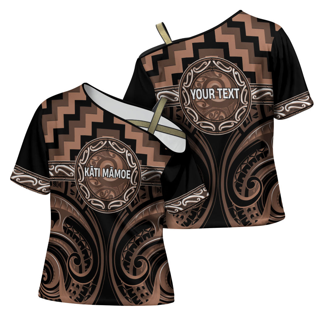 Aotearoa Kati Mamoe Personalised Cross Shoulder Shirt Maori Iwi Poutama Puhoro Tattoo LT14 - Polynesian Pride