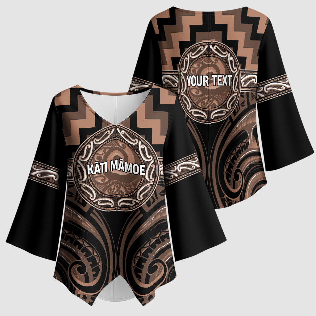 Aotearoa Kati Mamoe Personalised Kimono Sleeve Blouse Maori Iwi Poutama Puhoro Tattoo LT14 - Polynesian Pride