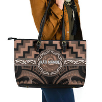 Aotearoa Kati Mamoe Leather Tote Bag Maori Iwi Poutama Puhoro Tattoo LT14 - Polynesian Pride