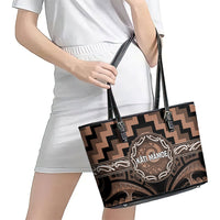 Aotearoa Kati Mamoe Leather Tote Bag Maori Iwi Poutama Puhoro Tattoo LT14 - Polynesian Pride