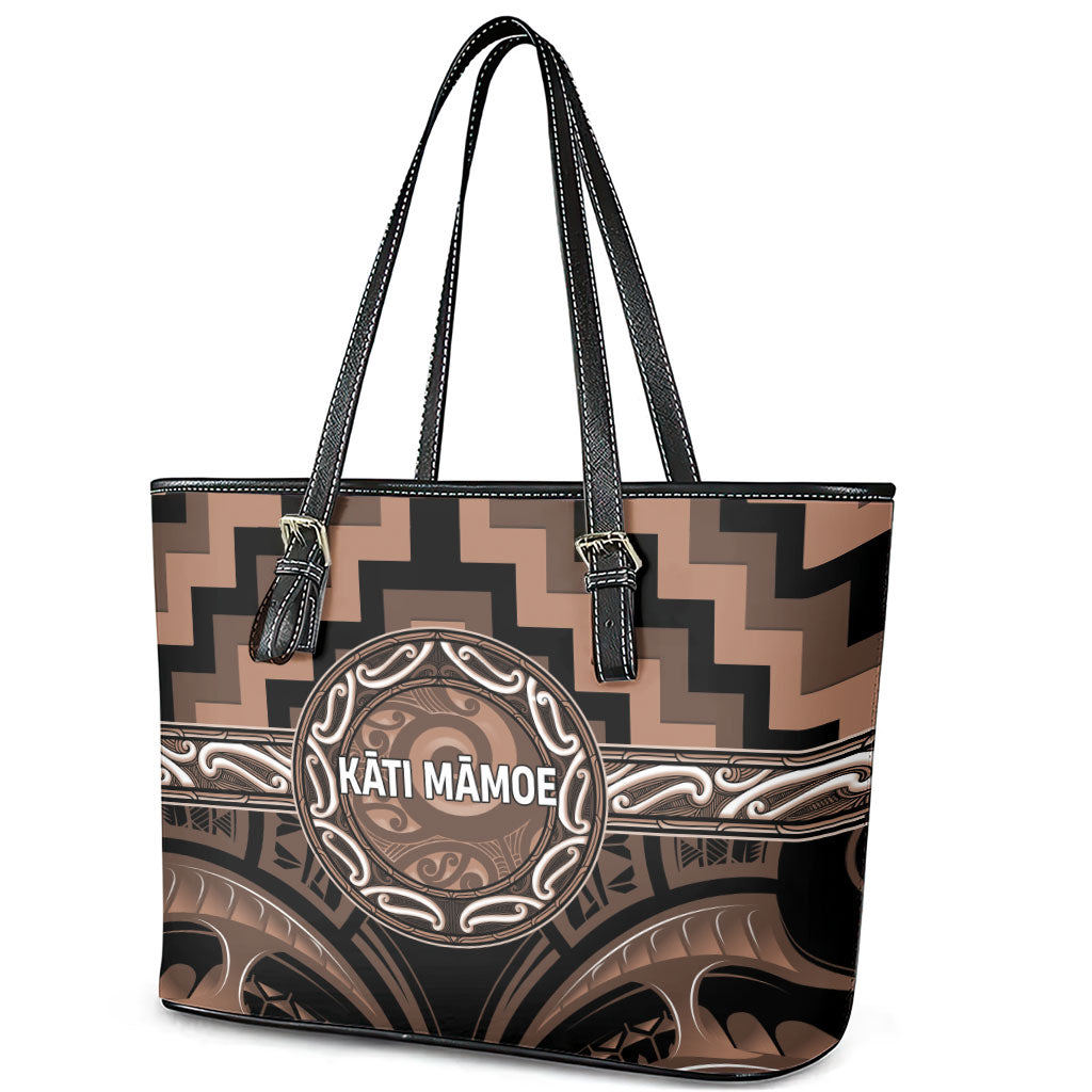 Aotearoa Kati Mamoe Leather Tote Bag Maori Iwi Poutama Puhoro Tattoo LT14 - Polynesian Pride