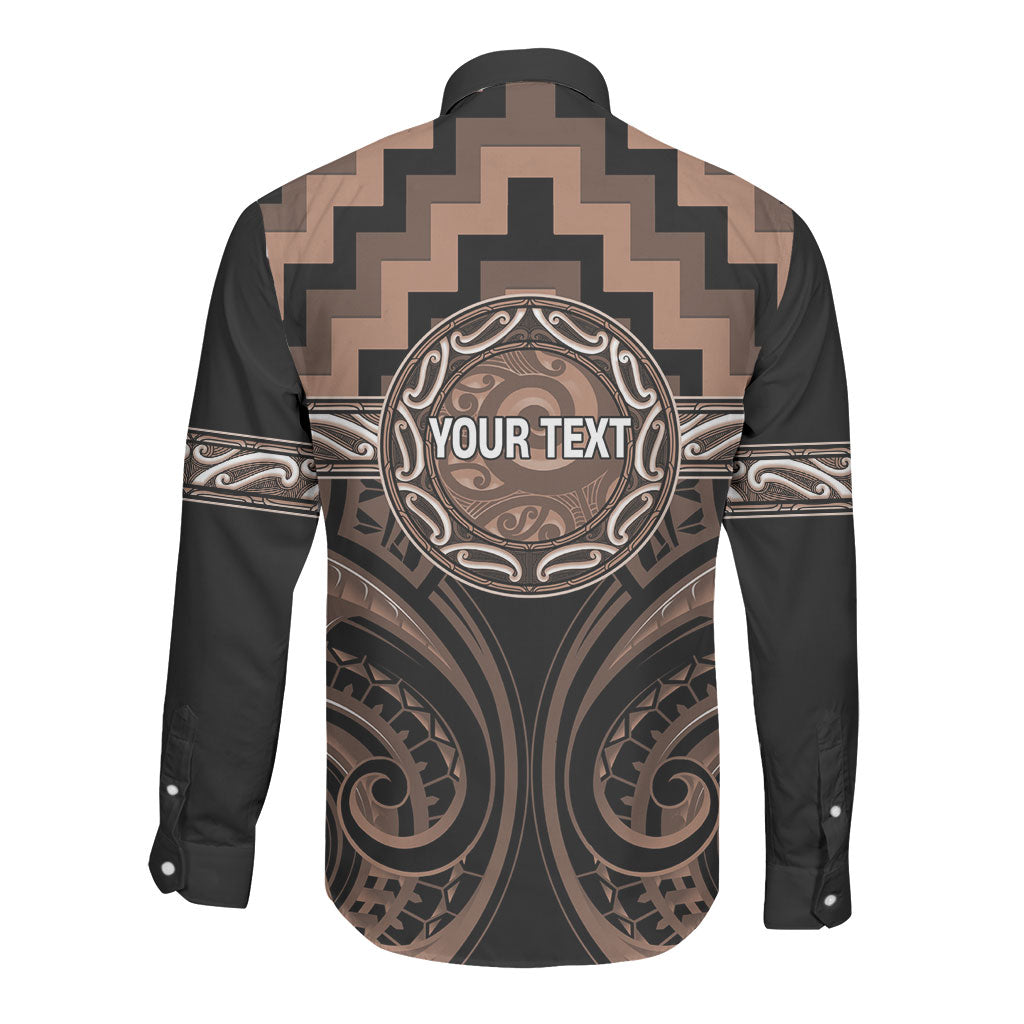Aotearoa Kati Mamoe Personalised Long Sleeve Button Shirt Maori Iwi Poutama Puhoro Tattoo LT14 - Polynesian Pride