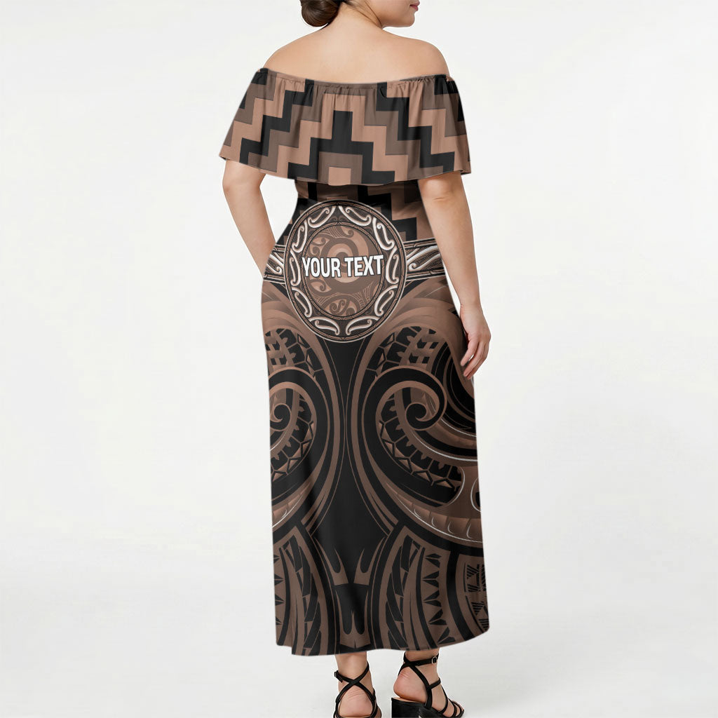Aotearoa Kati Mamoe Personalised Off Shoulder Maxi Dress Maori Iwi Poutama Puhoro Tattoo LT14 - Polynesian Pride