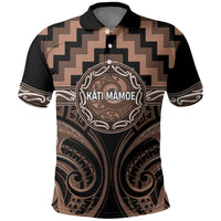 Aotearoa Kati Mamoe Personalised Polo Shirt Maori Iwi Poutama Puhoro Tattoo LT14 Brown - Polynesian Pride