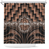 Aotearoa Kati Mamoe Shower Curtain Maori Iwi Poutama Puhoro Tattoo LT14 Brown - Polynesian Pride