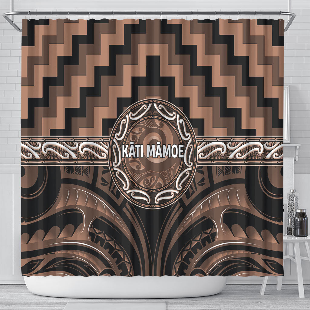 Aotearoa Kati Mamoe Shower Curtain Maori Iwi Poutama Puhoro Tattoo LT14 - Polynesian Pride