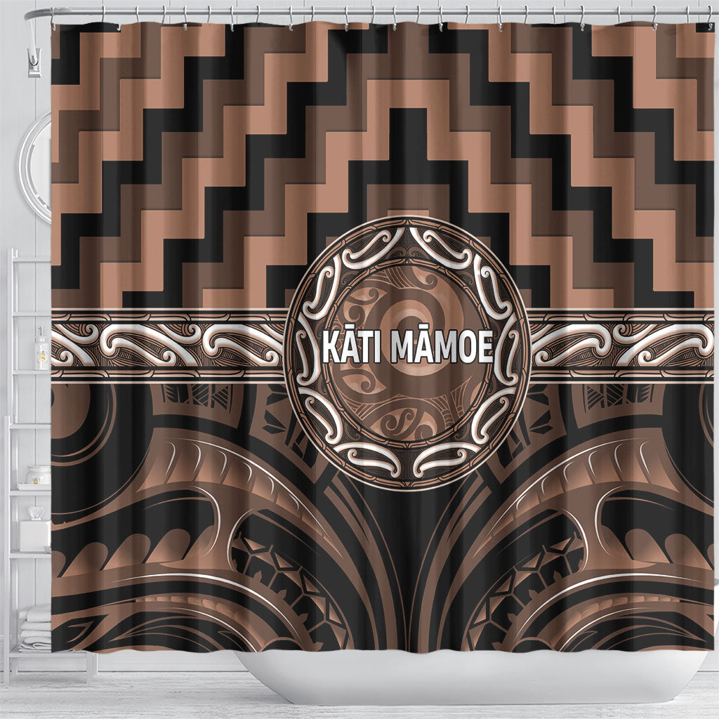 Aotearoa Kati Mamoe Shower Curtain Maori Iwi Poutama Puhoro Tattoo LT14 - Polynesian Pride