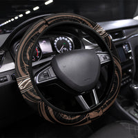 Aotearoa Kati Mamoe Steering Wheel Cover Maori Iwi Poutama Puhoro Tattoo LT14 Universal Fit Brown - Polynesian Pride