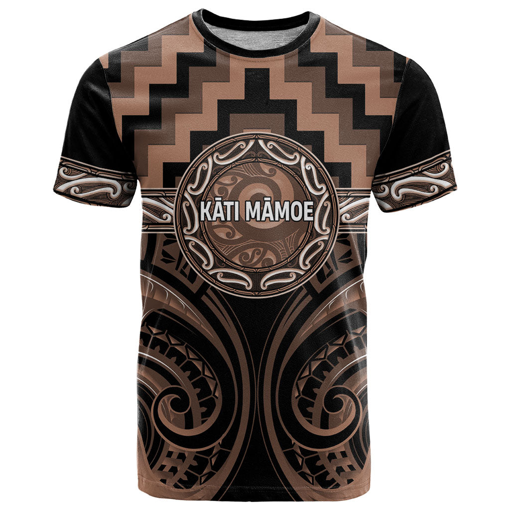 Aotearoa Kati Mamoe Personalised T Shirt Maori Iwi Poutama Puhoro Tattoo LT14 Brown - Polynesian Pride