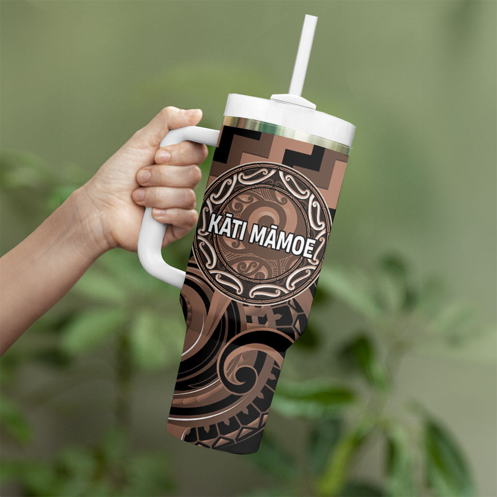 Aotearoa Kati Mamoe Personalised Tumbler With Handle Maori Iwi Poutama Puhoro Tattoo LT14 - Polynesian Pride