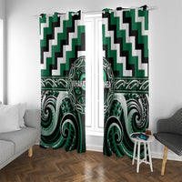 Aotearoa Whakatohea Window Curtain Maori Iwi Poutama Puhoro Tattoo LT14 With Grommets Green - Polynesian Pride