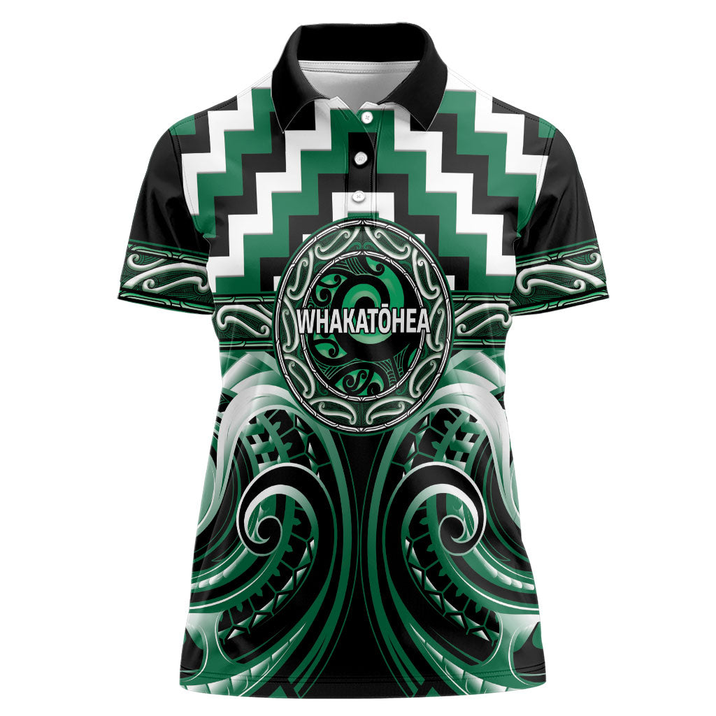 Aotearoa Whakatohea Personalised Women Polo Shirt Maori Iwi Poutama Puhoro Tattoo LT14 Female Green - Polynesian Pride
