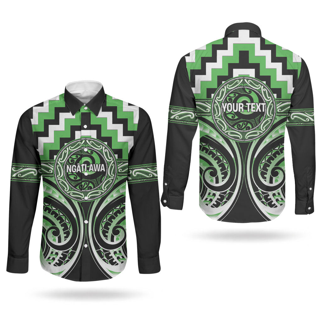 Aotearoa Ngati Awa Personalised Couples Matching Puletasi and Long Sleeve Button Shirt Maori Iwi Poutama Puhoro Tattoo LT14 - Polynesian Pride