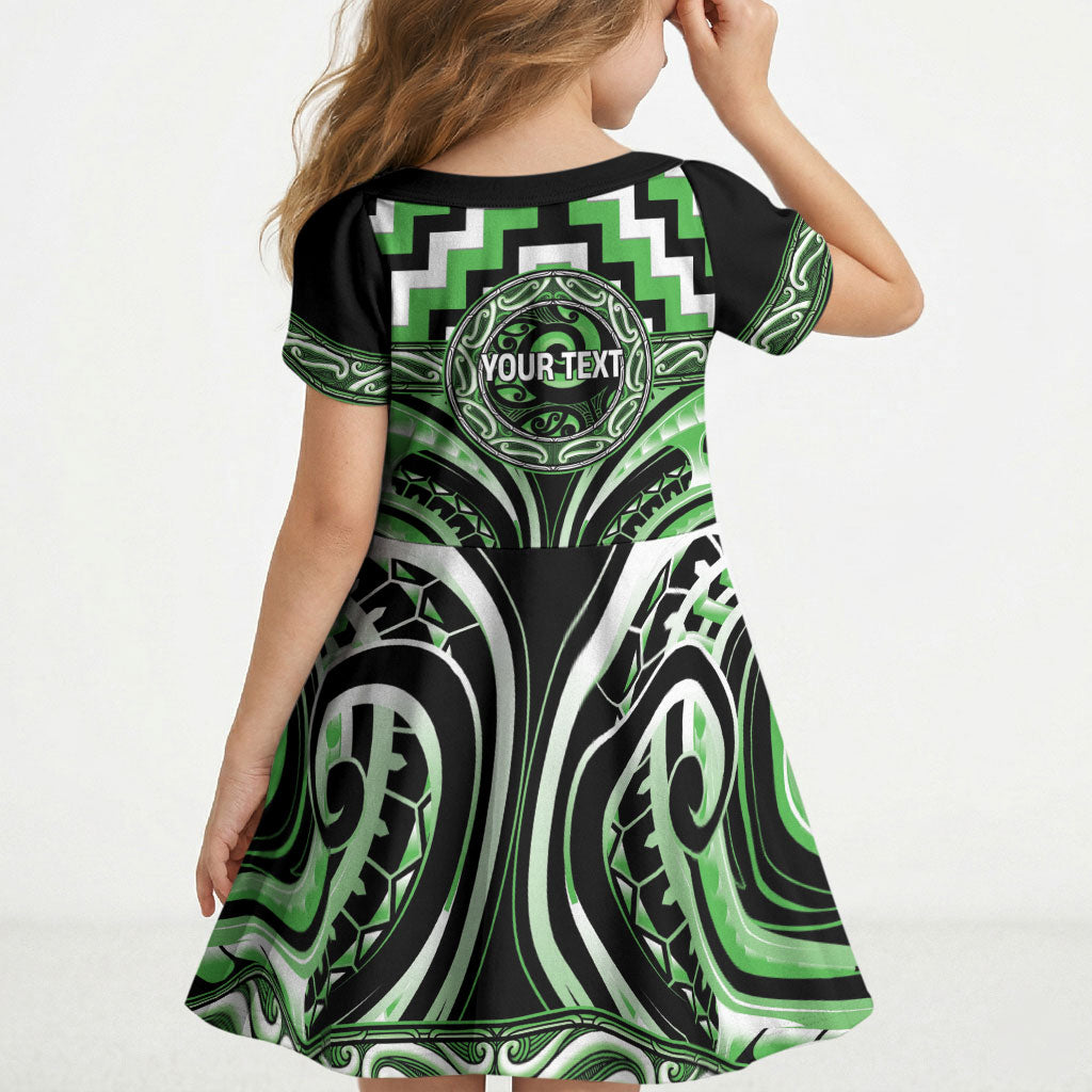 Aotearoa Ngati Awa Personalised Kid Short Sleeve Dress Maori Iwi Poutama Puhoro Tattoo LT14 - Polynesian Pride