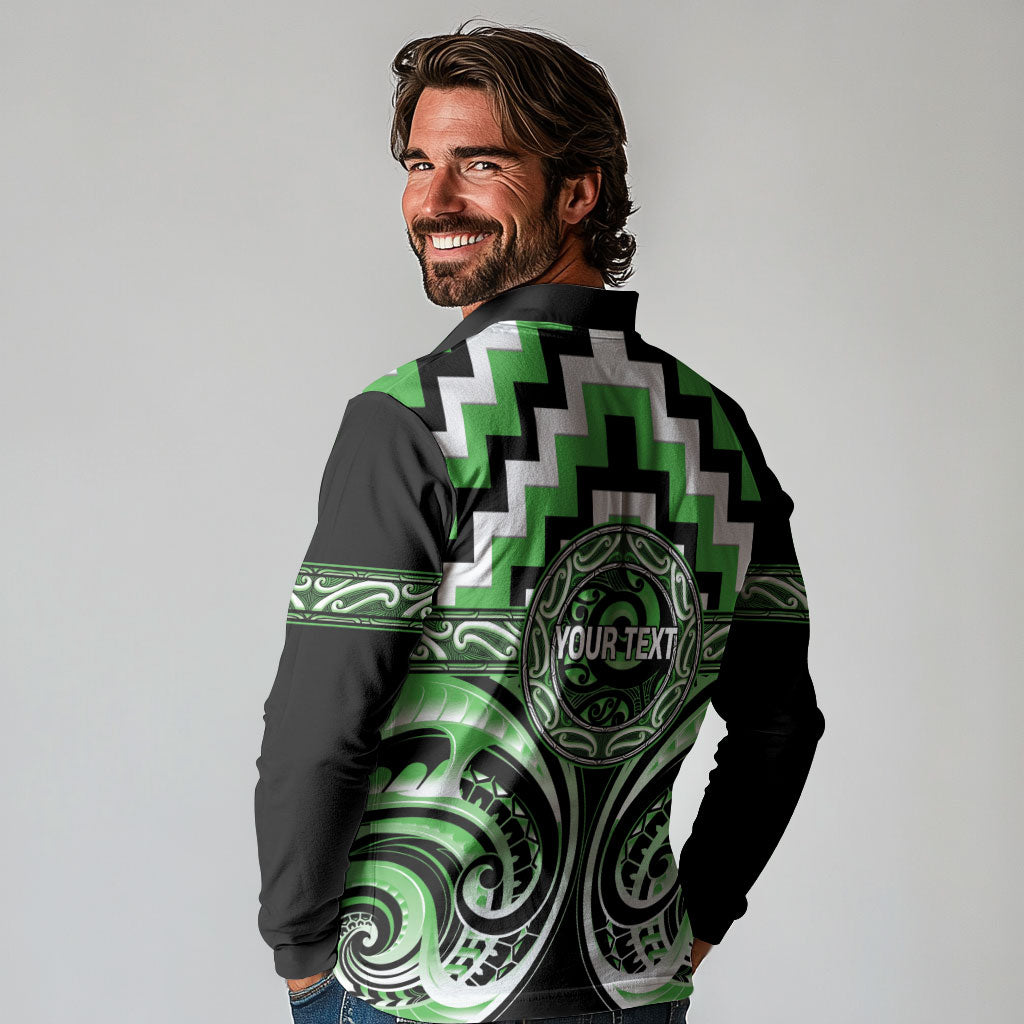 Aotearoa Ngati Awa Personalised Long Sleeve Polo Shirt Maori Iwi Poutama Puhoro Tattoo LT14 - Polynesian Pride