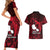 French Polynesia Tahiti Couples Matching Short Sleeve Bodycon Dress and Hawaiian Shirt Polynesian Shark Tattoo With Hibiscus Red Version LT14 - Polynesian Pride