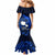 French Polynesia Tahiti Mermaid Dress Polynesian Shark Tattoo With Hibiscus Blue Version LT14 - Polynesian Pride