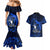 French Polynesia Bora Bora Couples Matching Mermaid Dress and Hawaiian Shirt Polynesian Shark Tattoo With Hibiscus Blue Version LT14 - Polynesian Pride