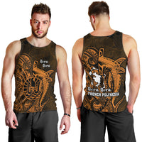 French Polynesia Bora Bora Men Tank Top Polynesian Shark Tattoo With Hibiscus Red Version LT14 - Polynesian Pride