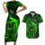 French Polynesia Bora Bora Couples Matching Short Sleeve Bodycon Dress and Hawaiian Shirt Polynesian Shark Tattoo With Hibiscus Green Version LT14 Green - Polynesian Pride