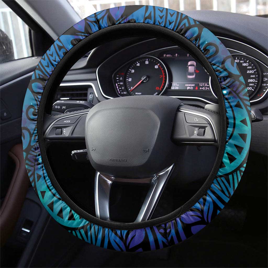 Tokelau Fakaofo Atoll Steering Wheel Cover Polynesian Tattoo Plumeria With Map