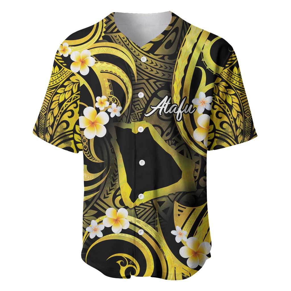 Tokelau Atafu Atoll Baseball Jersey Polynesian Tattoo Plumeria With Map