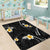 Black And Gray Area Rug Curves Polynesian Tattoo Mix Plumeria Flowers