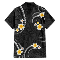 Black And Gray Family Matching Short Sleeve Bodycon Dress and Hawaiian Shirt Curves Polynesian Tattoo Mix Plumeria Flowers LT14 - Polynesian Pride