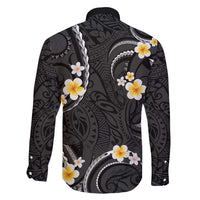 Black And Gray Family Matching Summer Maxi Dress and Hawaiian Shirt Curves Polynesian Tattoo Mix Plumeria Flowers LT14 - Polynesian Pride