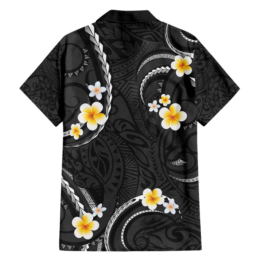 Black And Gray Family Matching Tank Maxi Dress and Hawaiian Shirt Curves Polynesian Tattoo Mix Plumeria Flowers LT14 - Polynesian Pride