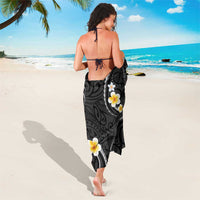 Black And Gray Sarong Curves Polynesian Tattoo Mix Plumeria Flowers