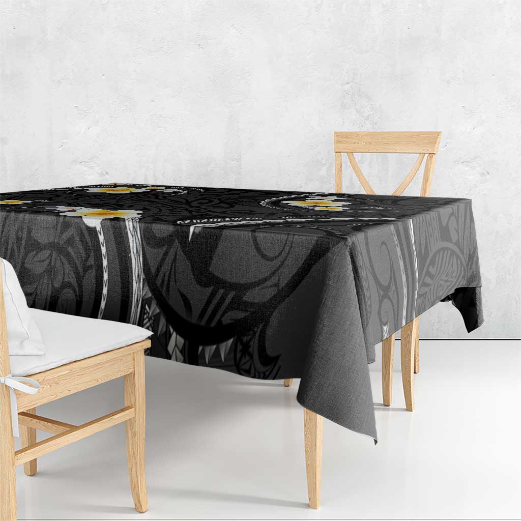 Black And Gray Tablecloth Curves Polynesian Tattoo Mix Plumeria Flowers LT14 - Polynesian Pride