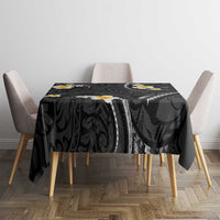 Black And Gray Tablecloth Curves Polynesian Tattoo Mix Plumeria Flowers LT14 - Polynesian Pride
