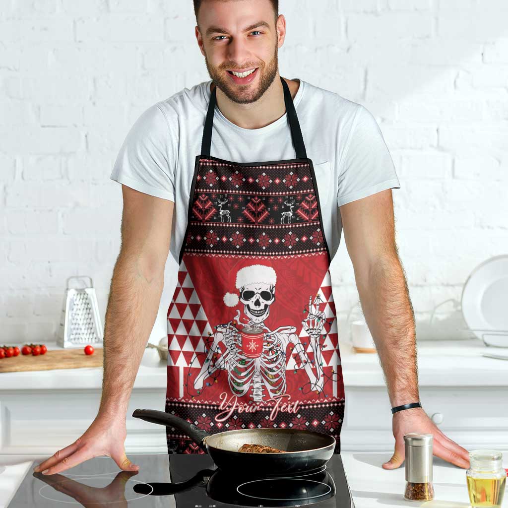 Personalized Hawaii Skull Christmas Apron Mele Kalikimaka Hawaiian Kakau - Polynesian Pride