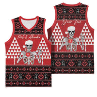 Personalized Hawaii Skull Christmas Basketball Jersey Mele Kalikimaka Hawaiian Kakau - Polynesian Pride
